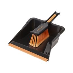 Magnusson Black & orange Dustpan & brush set, (W)317mm