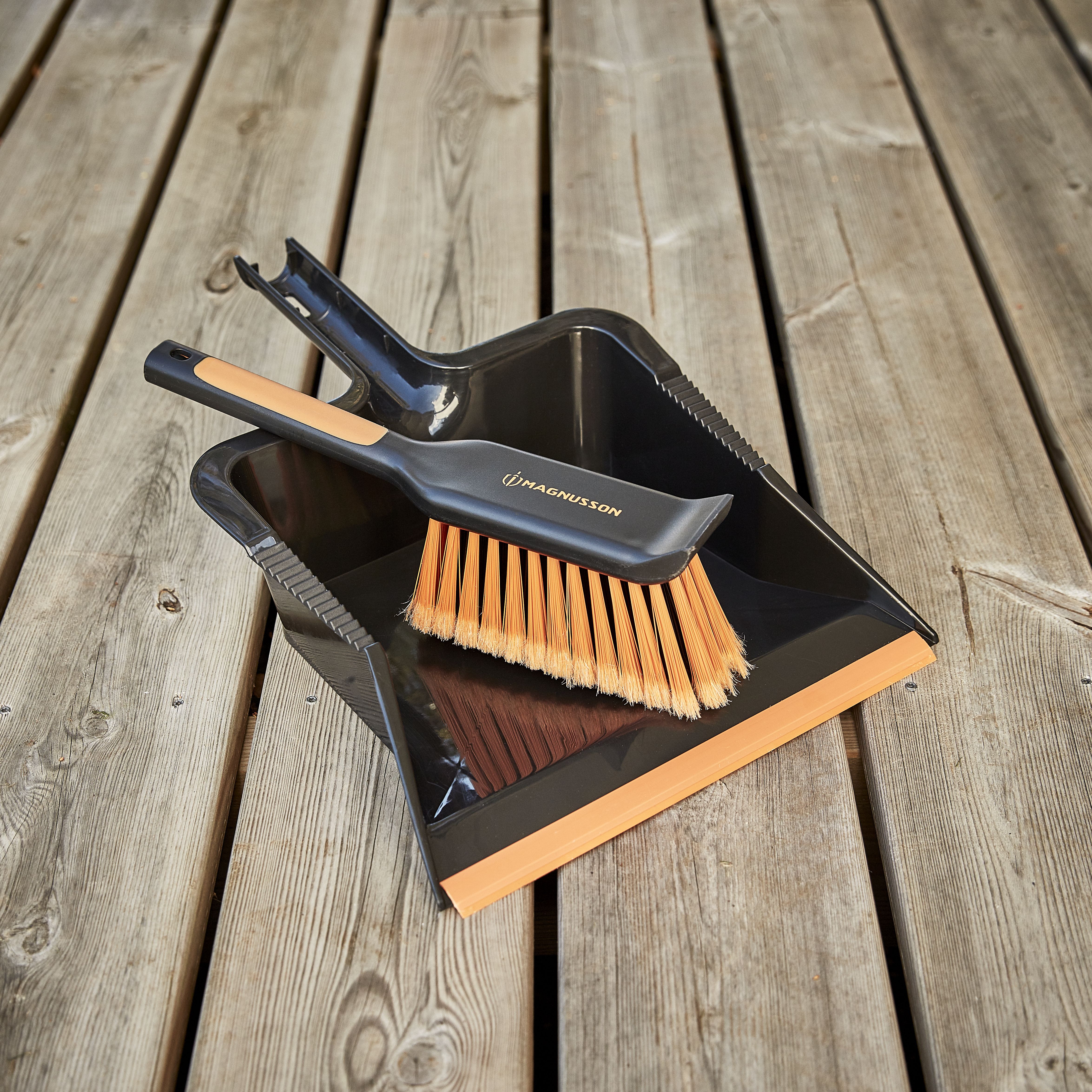 Magnusson Black & orange Dustpan & brush set, (W)317mm
