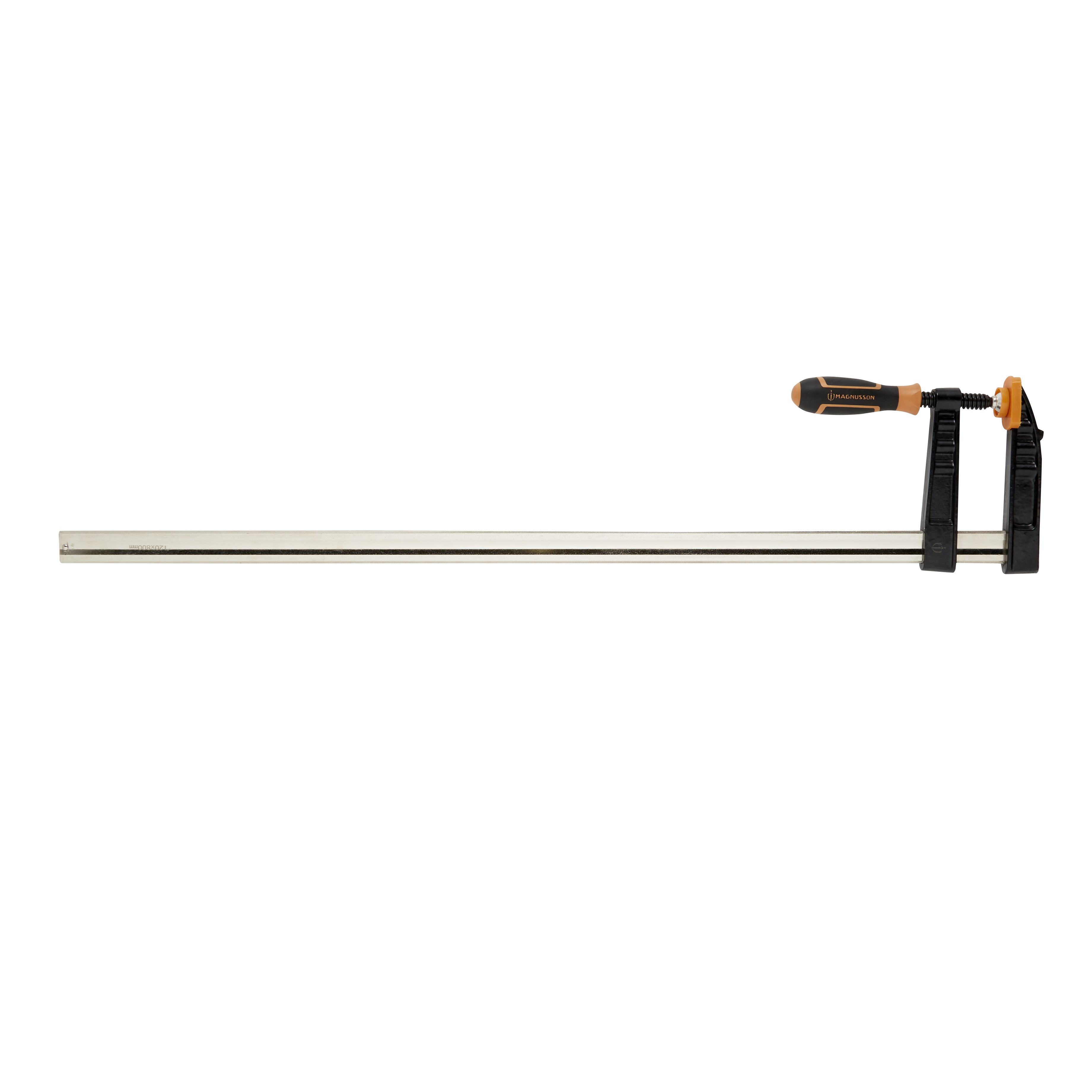 Magnusson Black & orange Polyethylene (PE), polypropylene (PP), steel & thermoplastic rubber (TPR) F-clamp 120mm