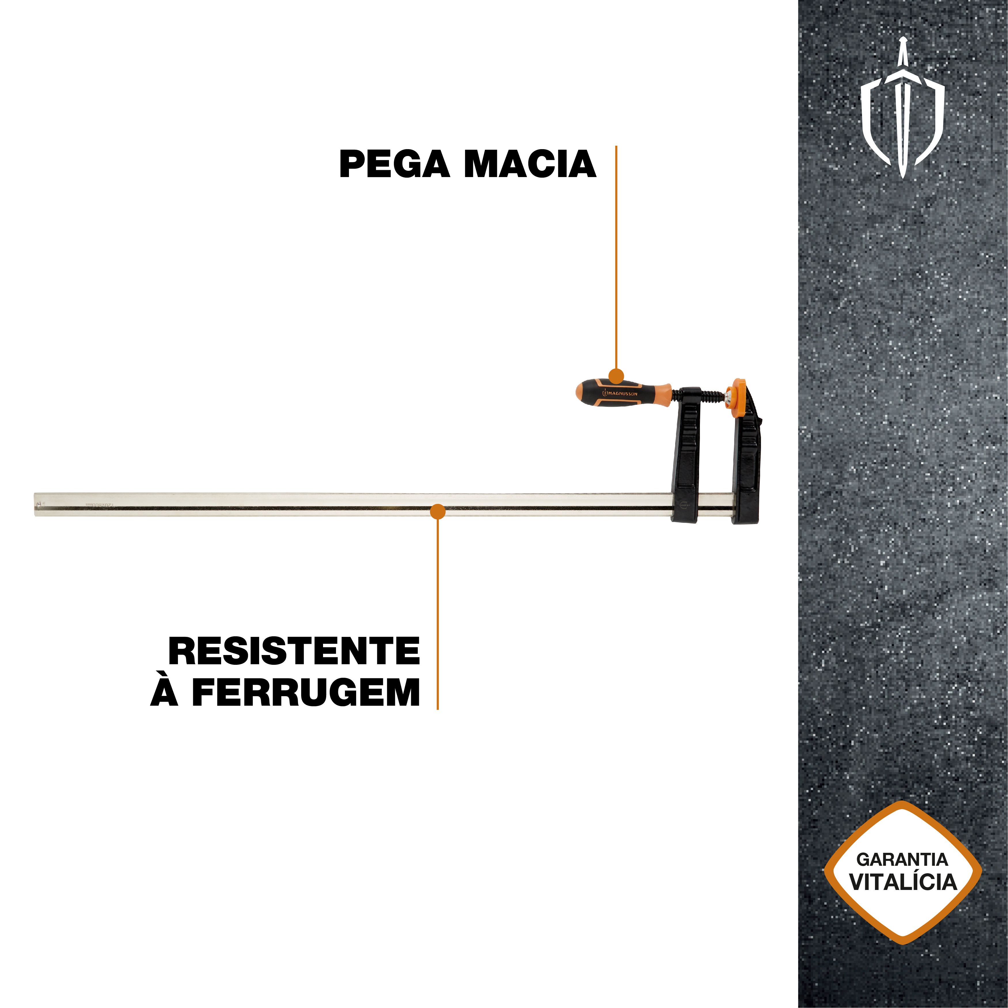 Magnusson Black & orange Polyethylene (PE), polypropylene (PP), steel & thermoplastic rubber (TPR) F-clamp 120mm