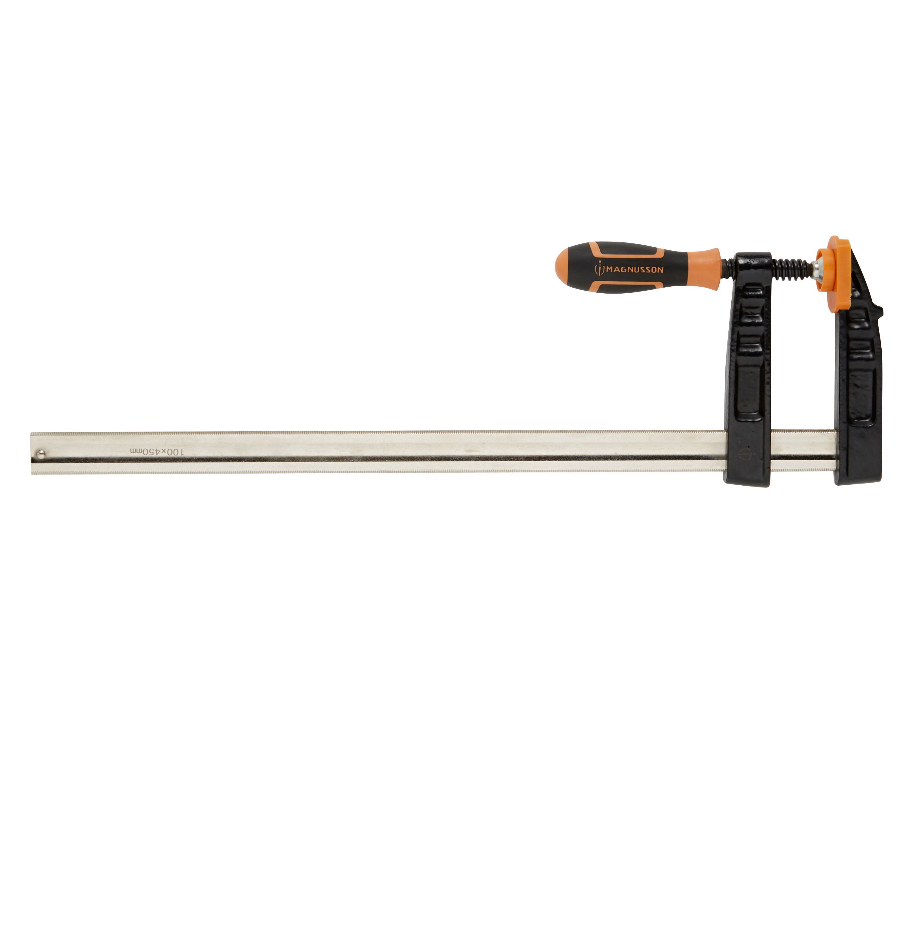 Magnusson Black & orange Polyethylene (PE), polypropylene (PP), steel & thermoplastic rubber (TPR) F-clamp 450mm