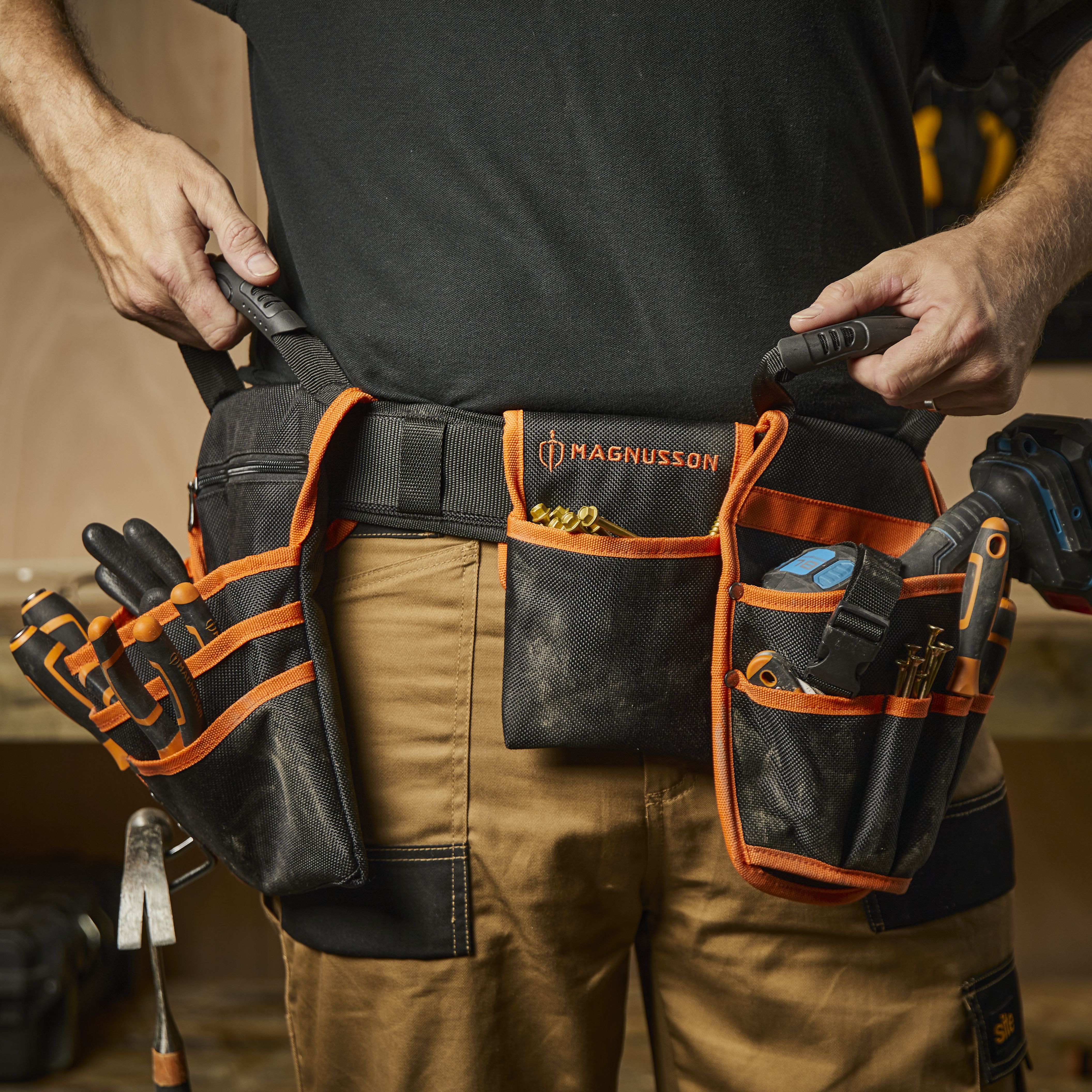 Magnusson Orange & black Tool belt & holster set - 5