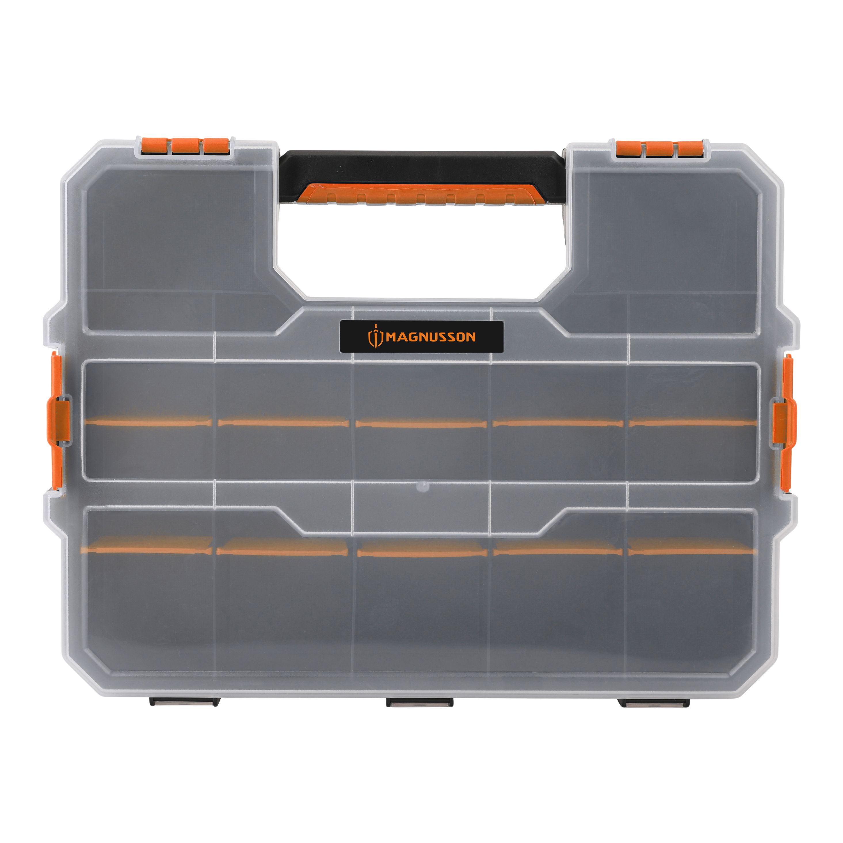 Magnusson Orange & transparent Compartment organiser case with 17 ...