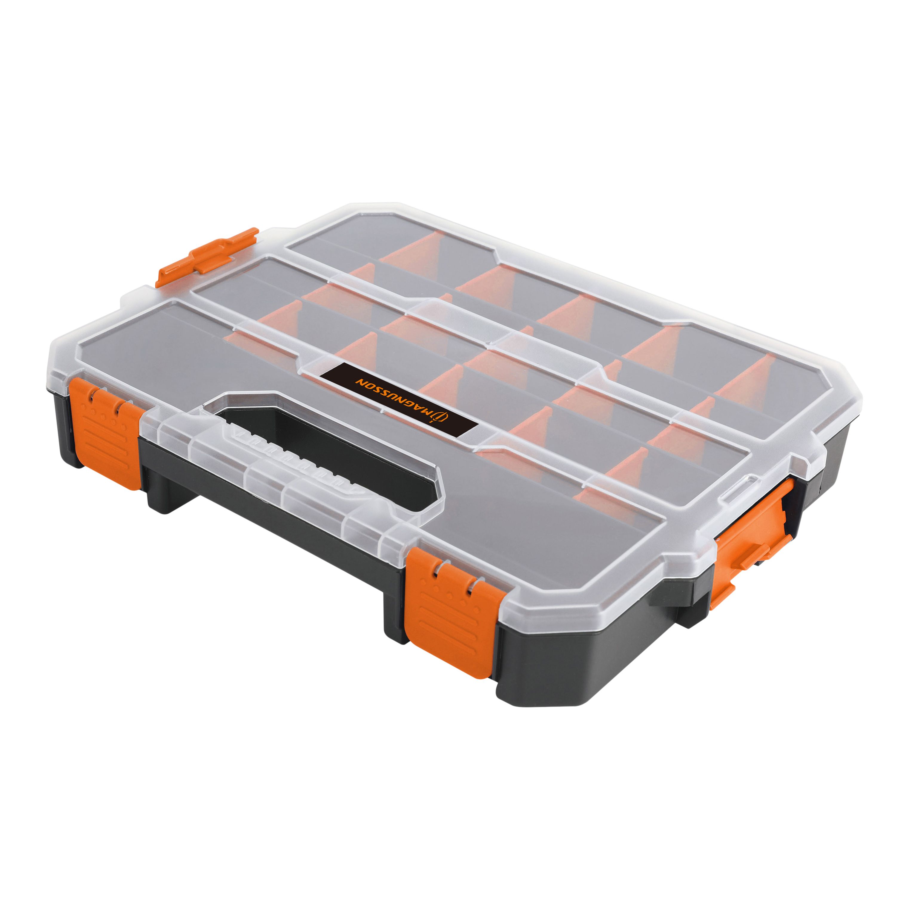 Magnusson Orange & transparent Compartment organiser case with 18 compartment