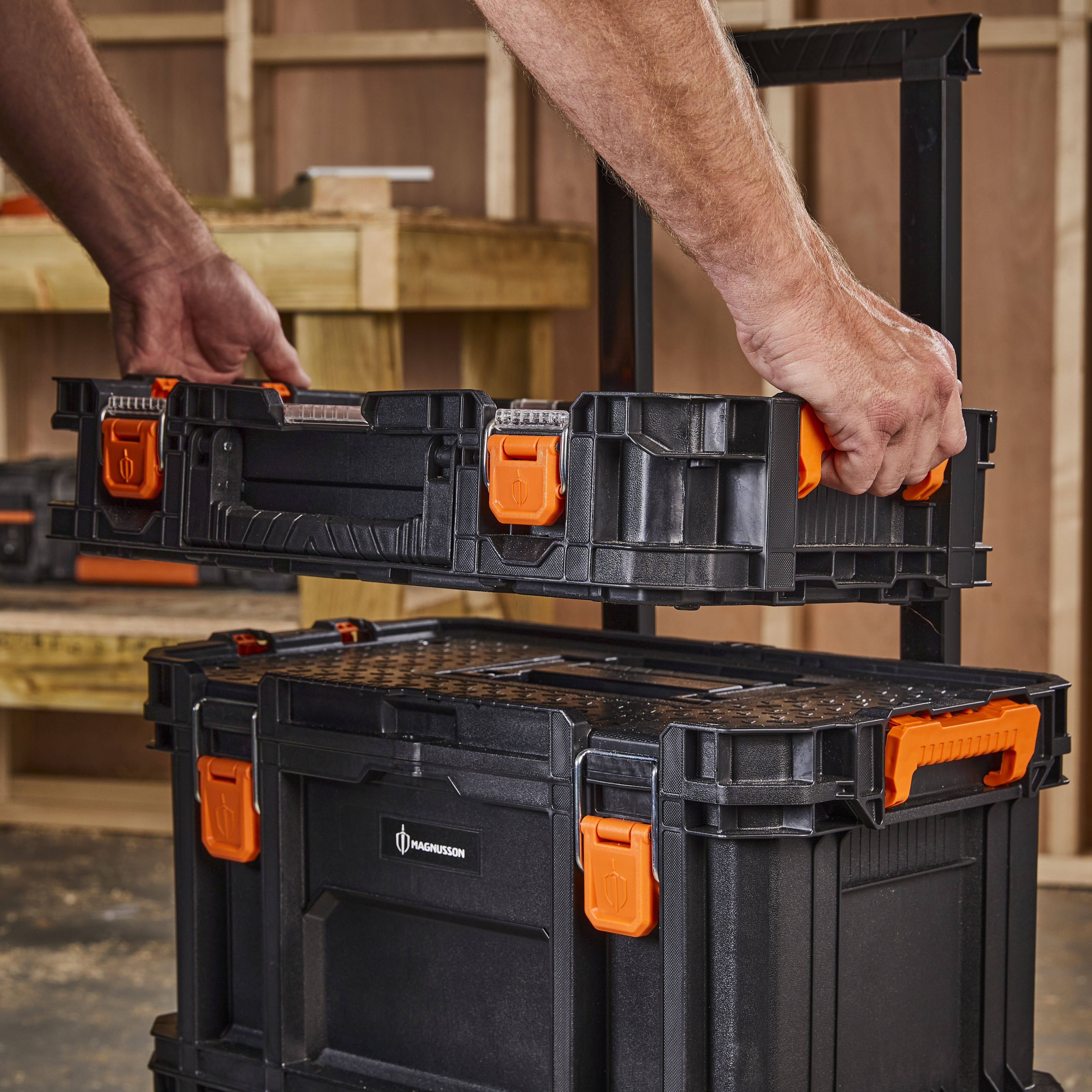 Magnusson Stakkur Plastic 10 compartment Tool case set (L)565mm (H)700mm - 6