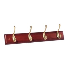 Mahogany 4 Hook rail, (L)458mm (H)15mm