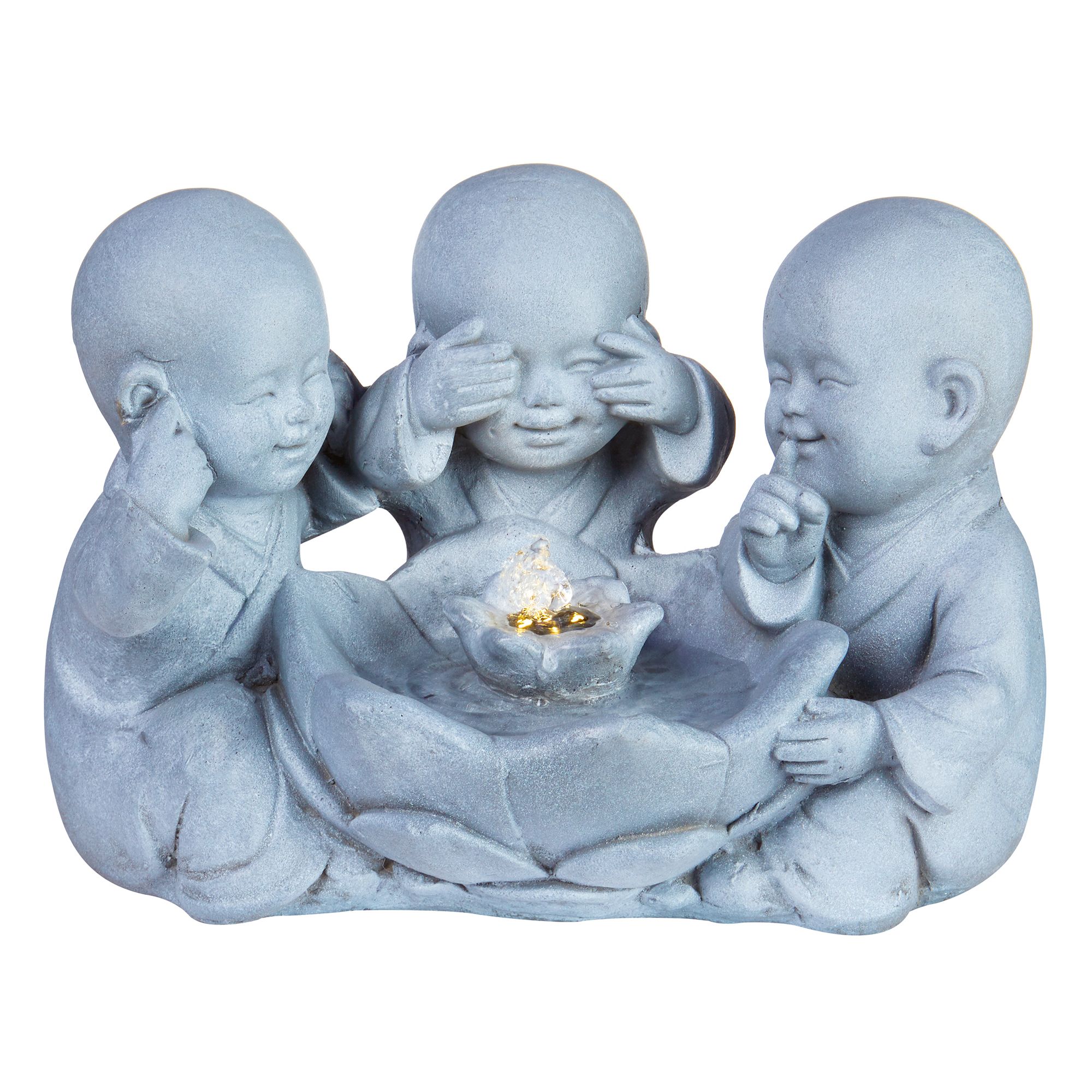 Mains-powered Buddha Water feature with LED lights (H)28cm