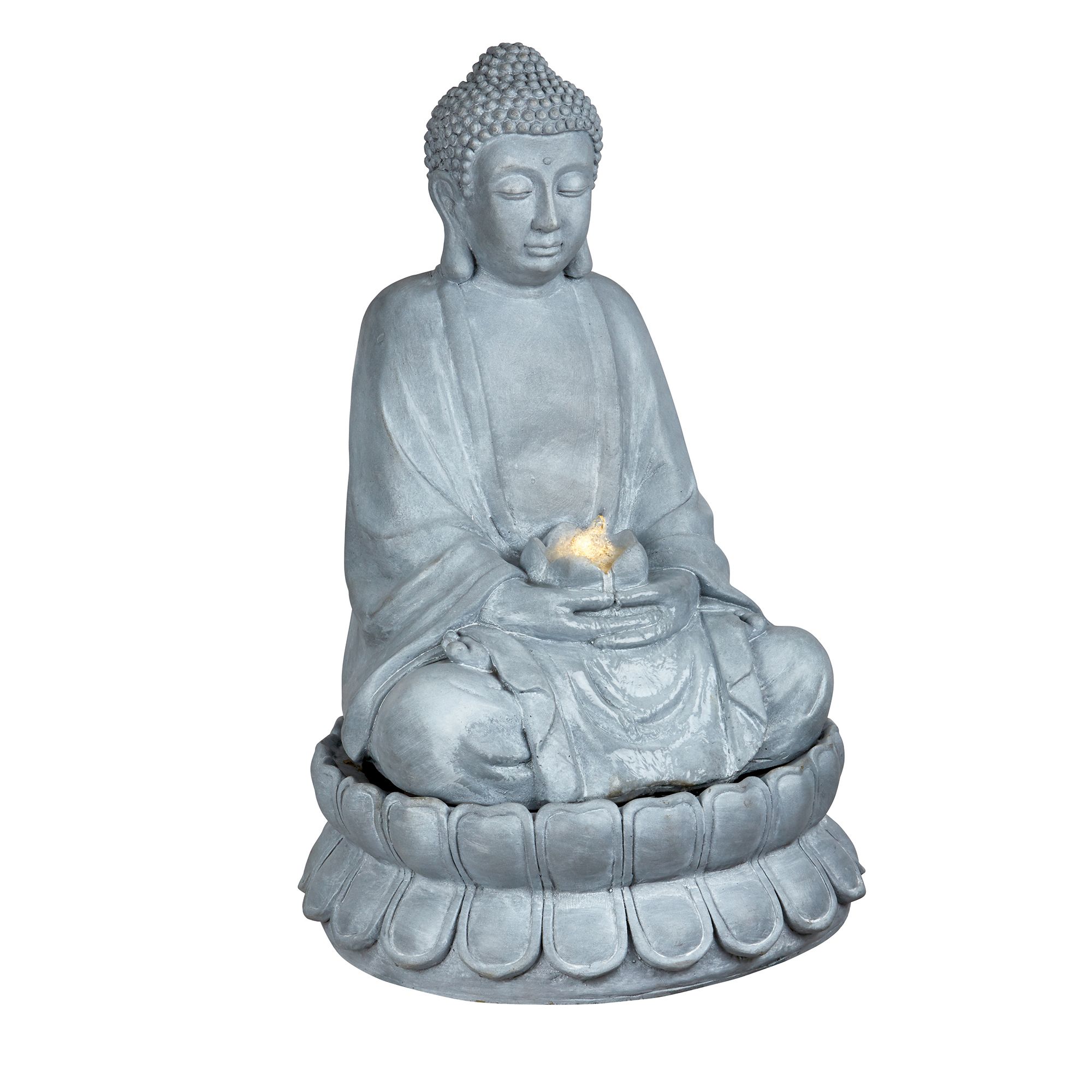 Mains-powered Buddha Water feature with LED lights (H)86cm