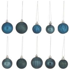 Majolica Blue Plastic Assorted Hanging decoration set, Pack of 20