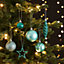 Majolica Blue Plastic Bright Assorted Hanging decoration set, Set of 40