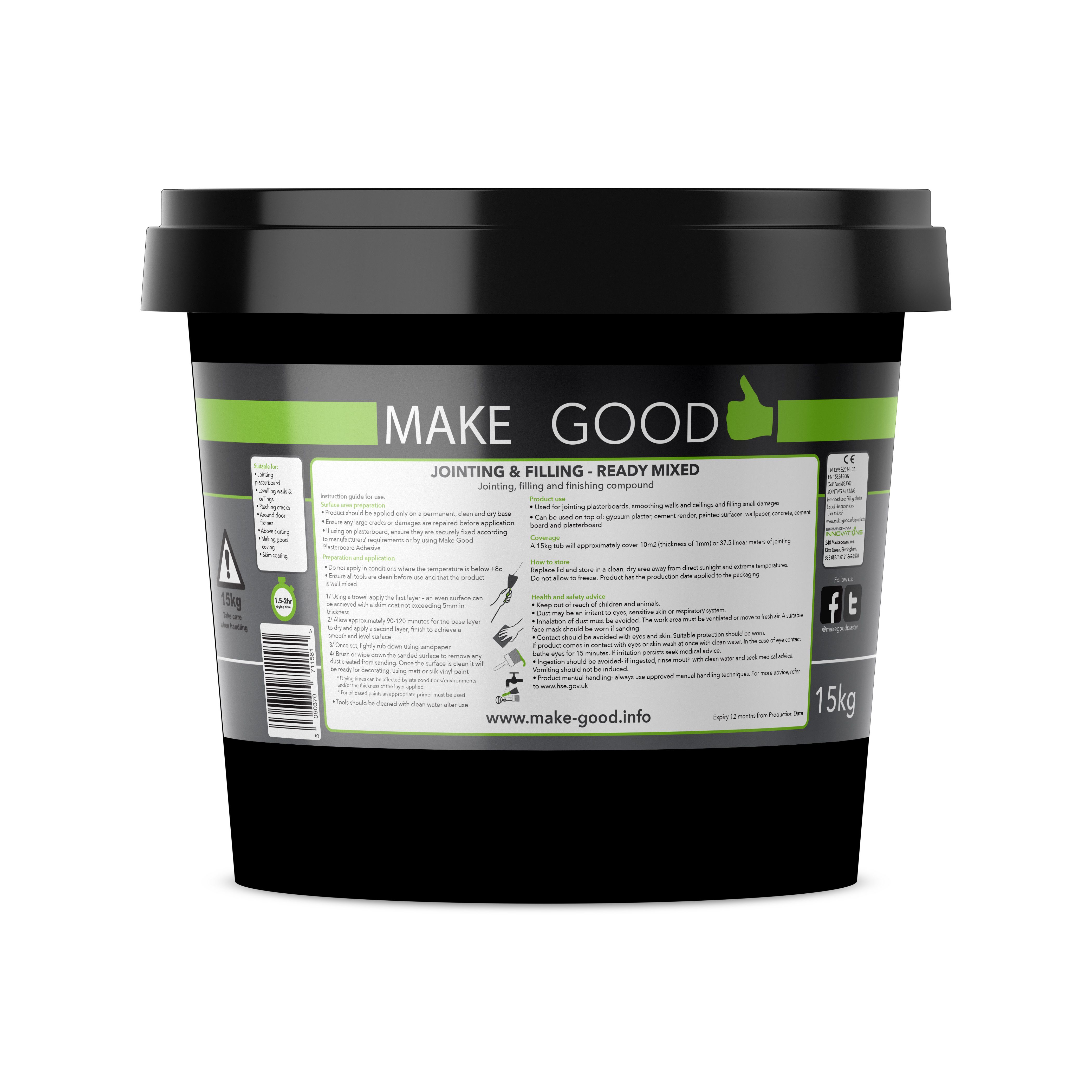 Make Good Plasterboard Jointing, filling & finishing compound 15kg Tub