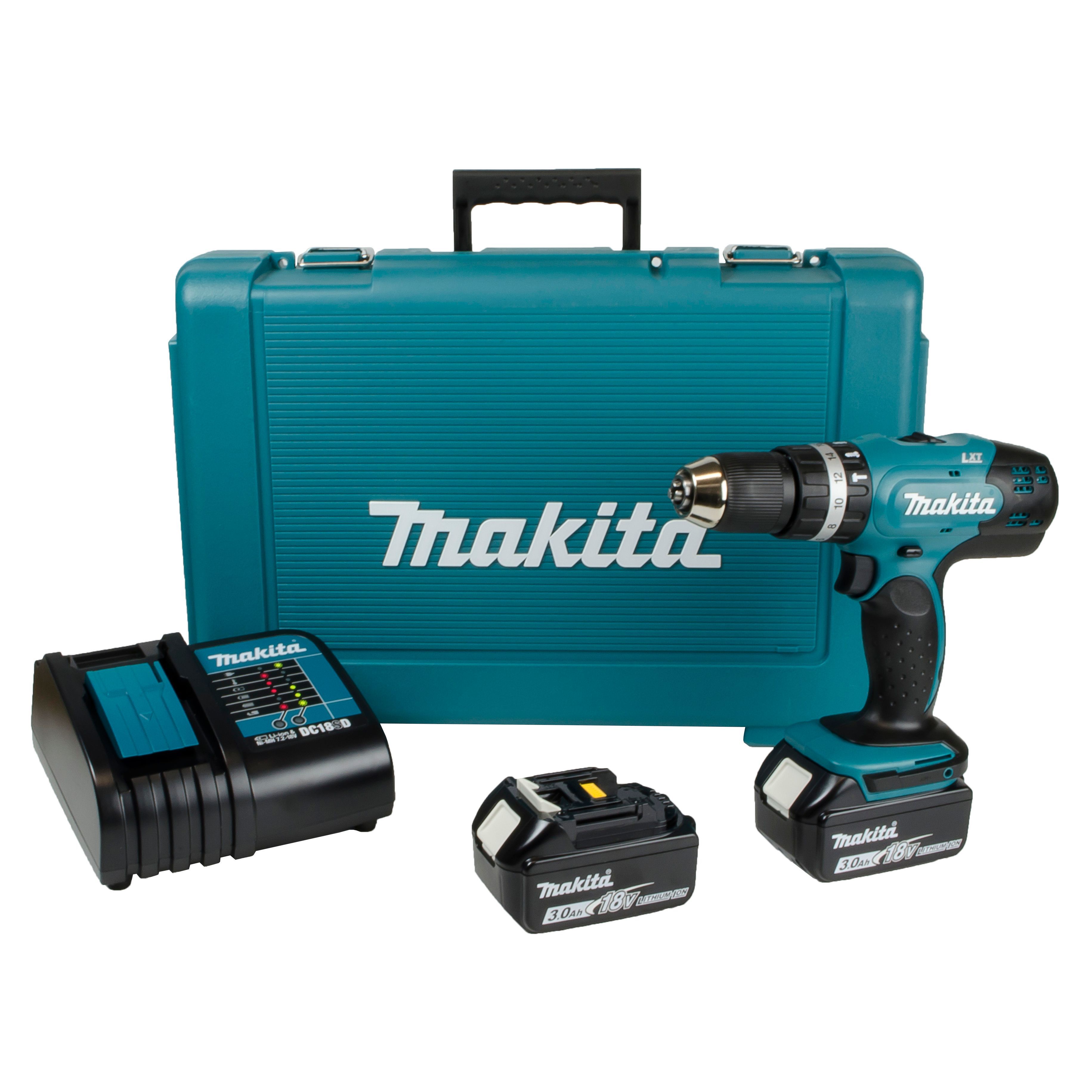 Makita 18V Li-ion Brushed Cordless Combi drill (2 x 3Ah) - DHP453SFE