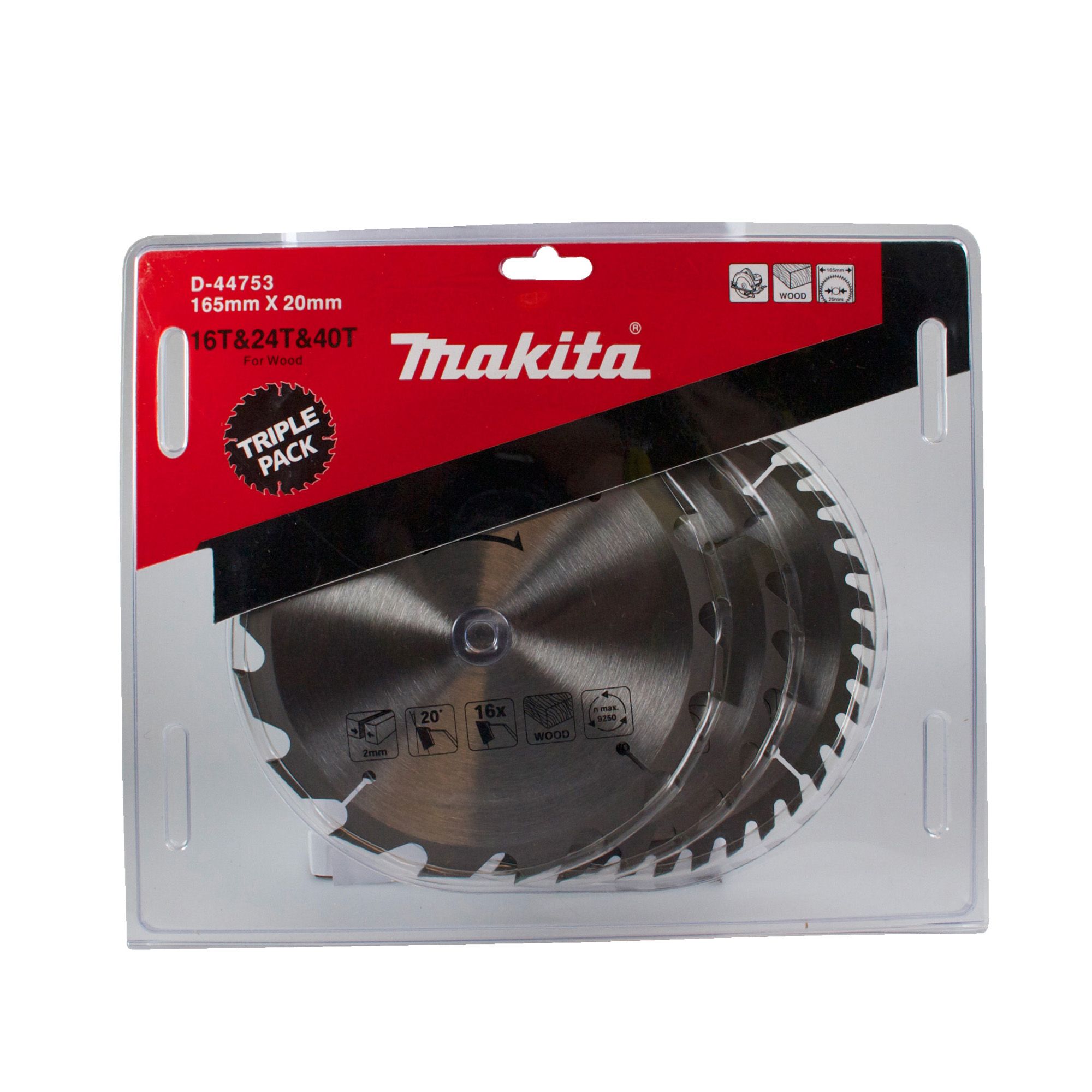 Makita Circular saw blade set D 44753 Dia 165mm Pack of 3 DIY