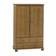 Malmo Stained Pine 2 Drawer Double Wardrobe (H)1373mm (W)883mm (D)480mm