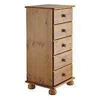 Malmo Stained Pine 5 Drawer Chest of drawers (H)901mm (W)441mm (D)383mm