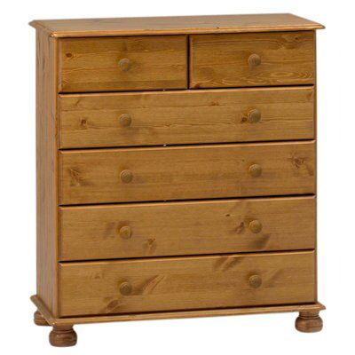 Malmo Stained Pine effect Pine 6 Drawer Chest of drawers (H)901mm (W)823mm (D)383mm