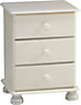 Malmo Stained White Pine 3 Drawer Bedside chest (H)581mm (W)441mm (D)383mm