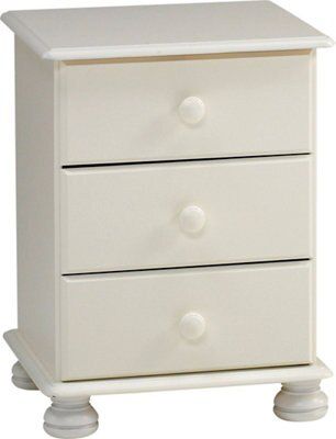 Malmo Stained White Pine 3 Drawer Bedside chest (H)581mm (W)441mm (D)383mm