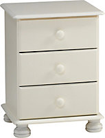 Malmo Stained White Pine 3 Drawer Bedside table (H)581mm (W)441mm (D)383mm