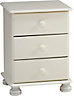 Malmo Stained White Pine 3 Drawer Bedside table (H)581mm (W)441mm (D)383mm