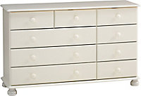Malmo Stained White Pine 9 Drawer Chest of drawers (H)741mm (W)1206mm (D)383mm