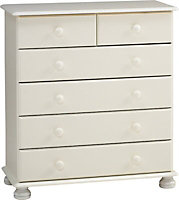 Malmo White Pine 6 Drawer 3 over 4 Chest of drawers (H)901mm (W)823mm (D)383mm