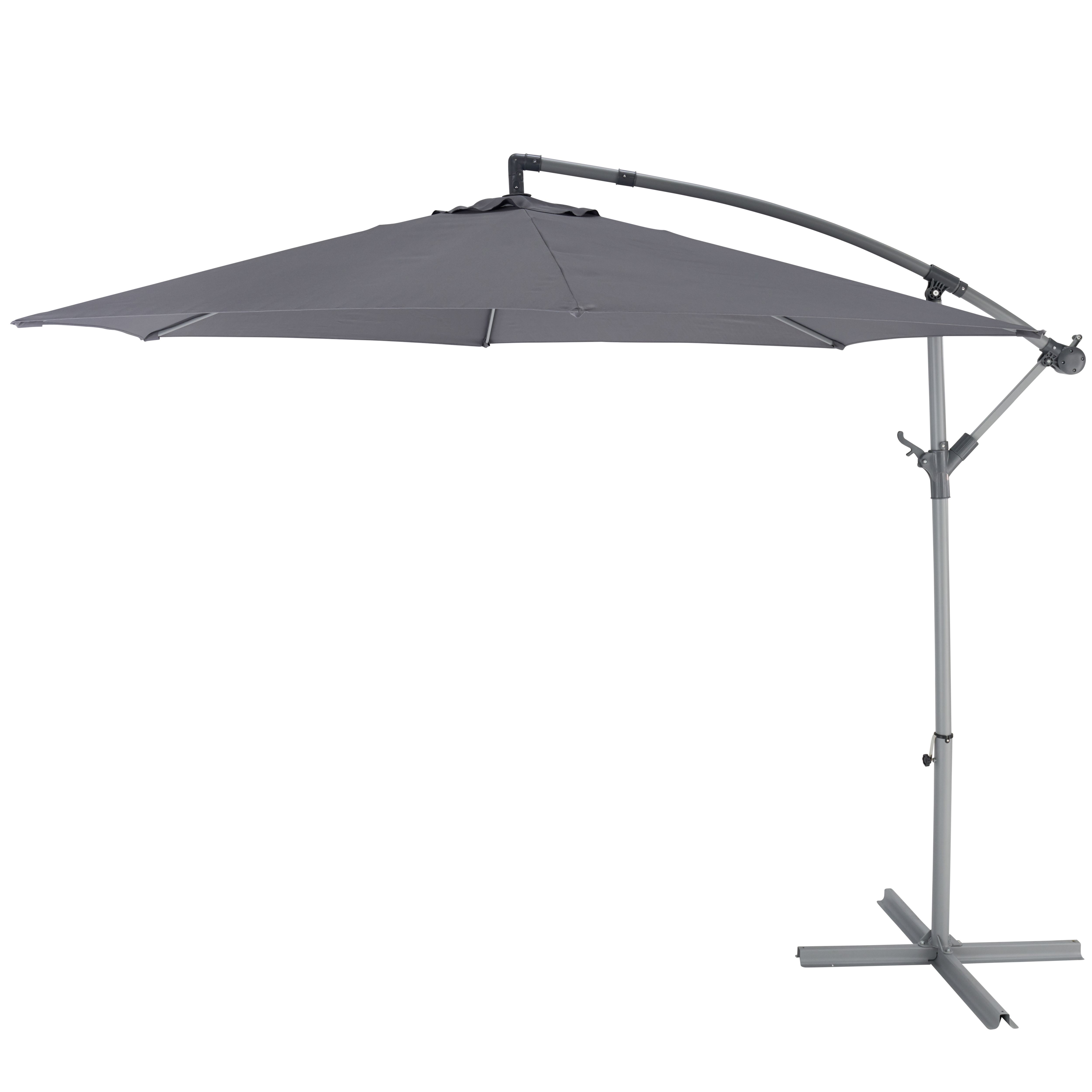 Malta (H) 2.53m Steel grey Overhanging parasol