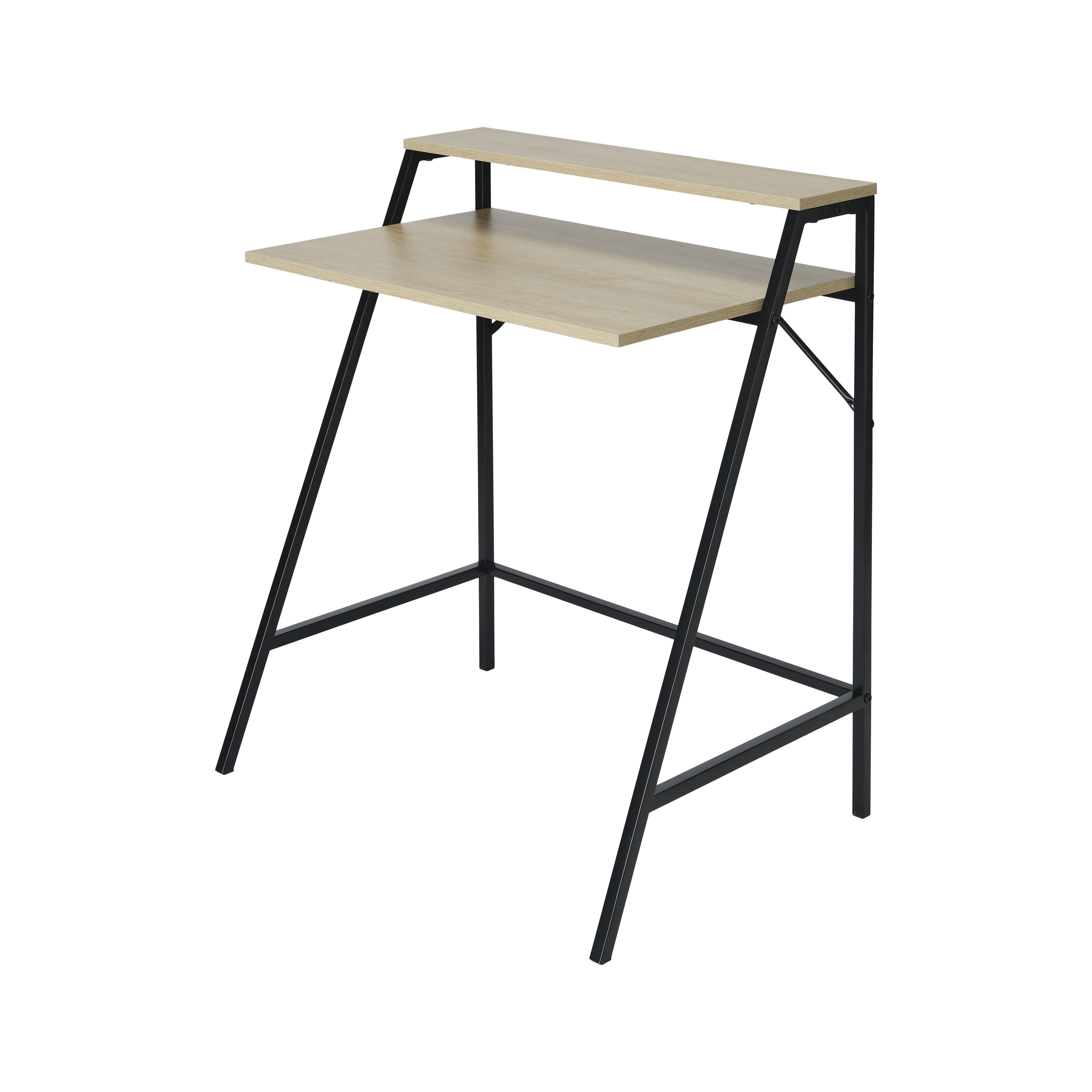 Manera Matt black oak effect Two shelf Desk H 840mm W 740mm