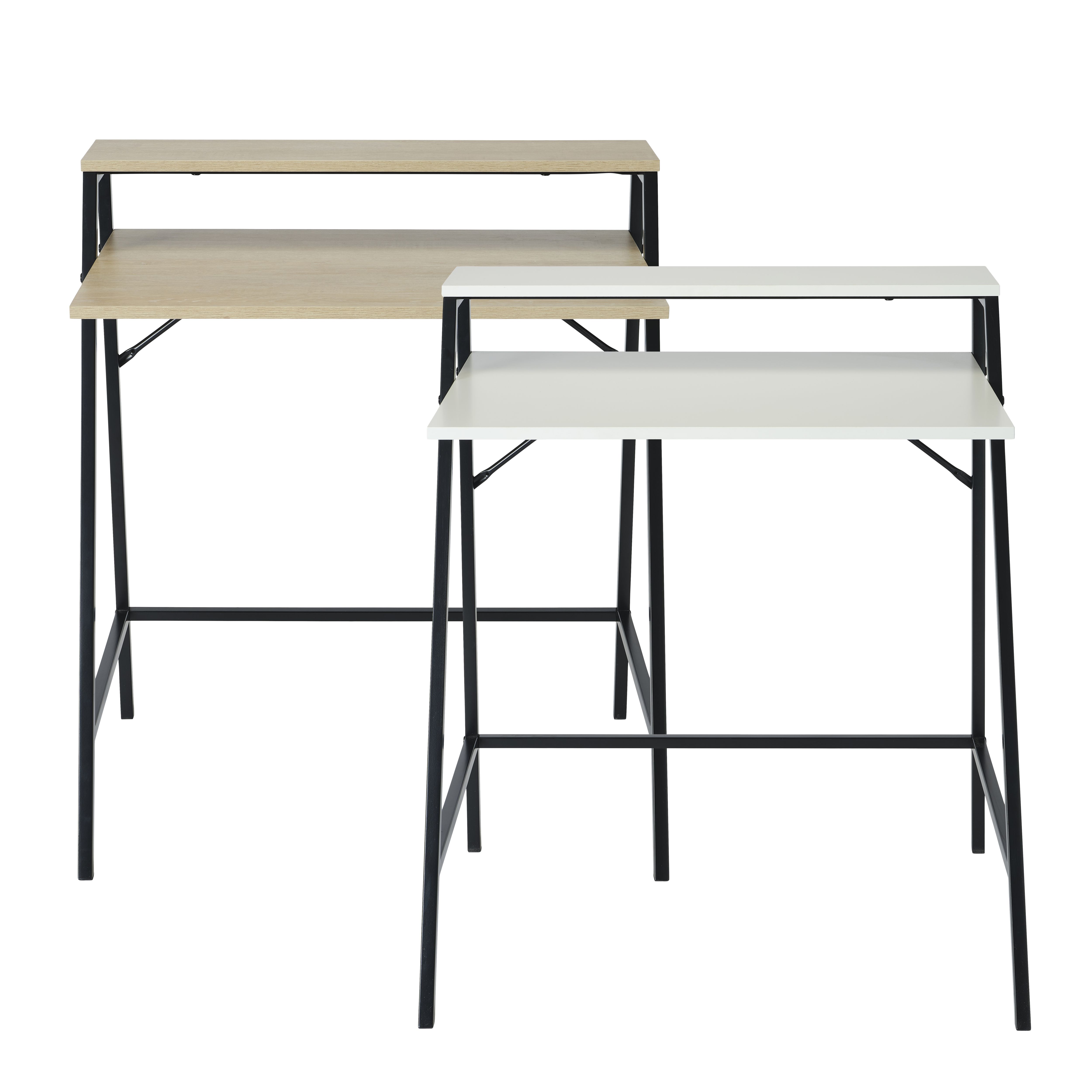 Manera Matt black oak effect Two shelf Desk (H)840mm (W)740mm