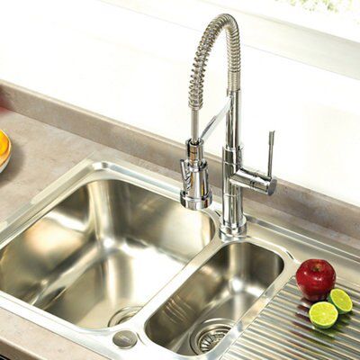 Manhattan Chrome effect Kitchen Spring neck Tap