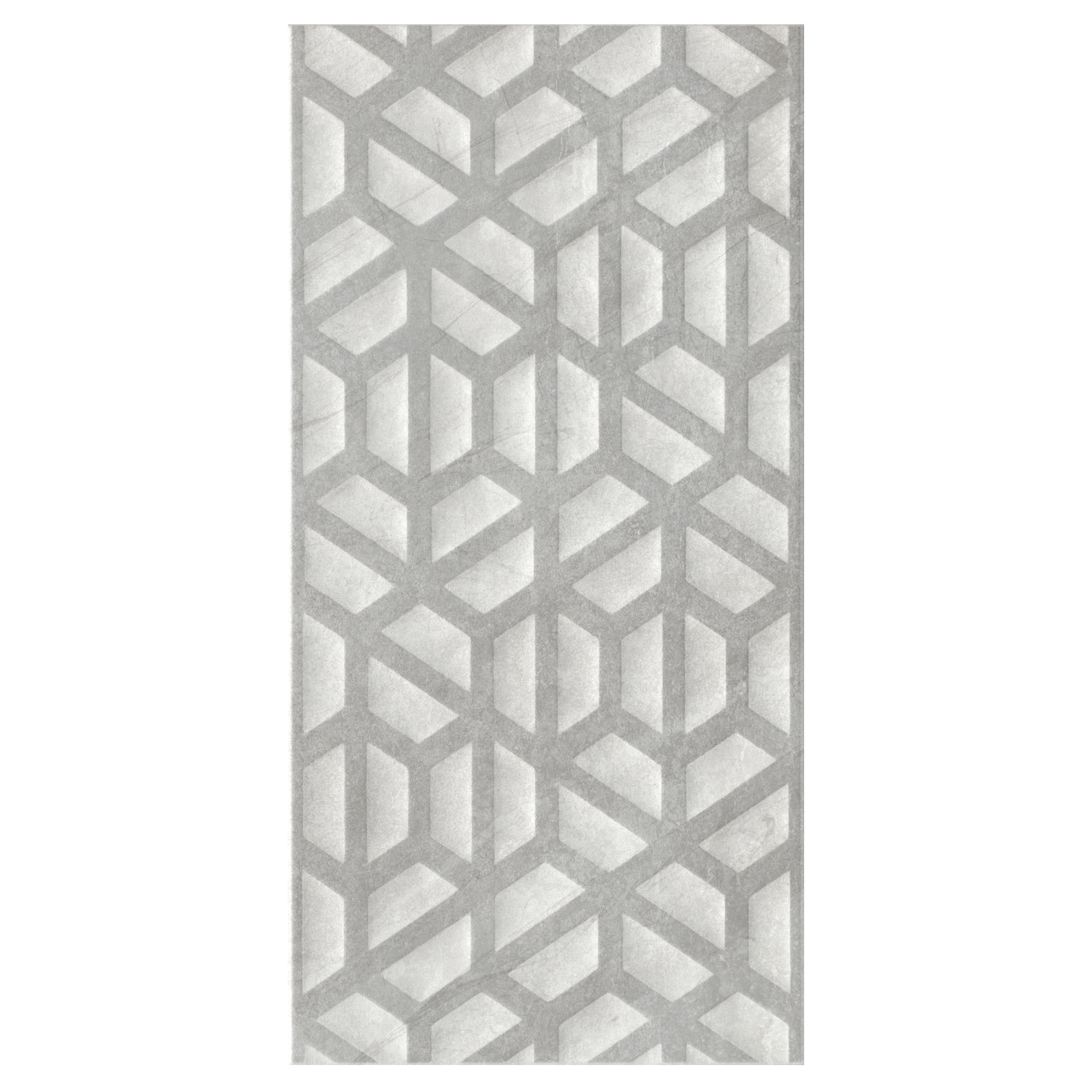Manhattan Grey Matt Décor Ceramic Indoor Wall Tile, Pack of 5, (L)600mm (W)300mm