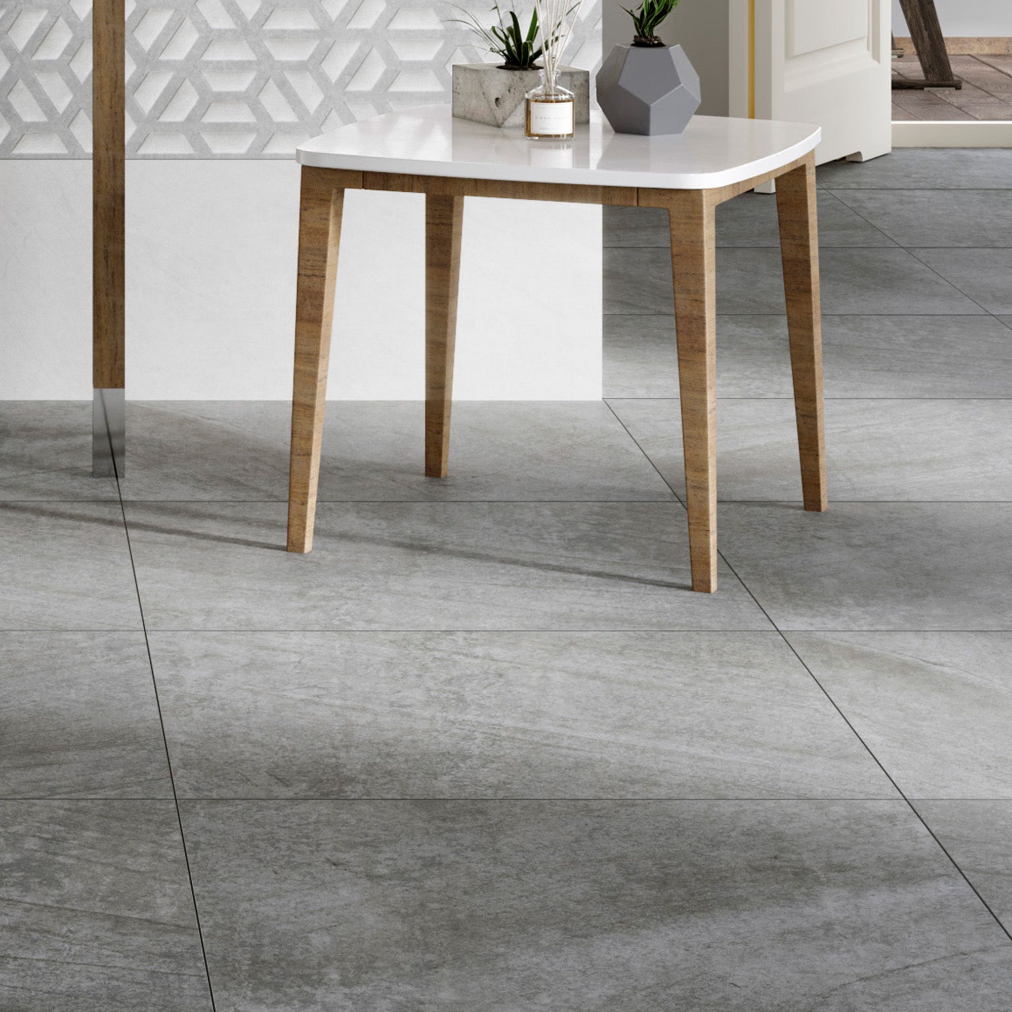 Manhattan Grey Matt Stone effect Ceramic Indoor Wall & floor Tile, Pack of 6, (L)600mm (W)300mm