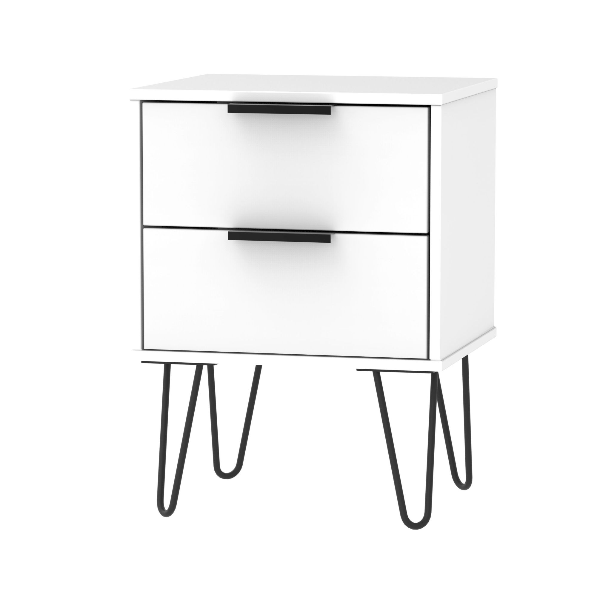 Manhattan Matt white 2 Drawer Bedside table (H)570mm (W)450mm (D)395mm ...