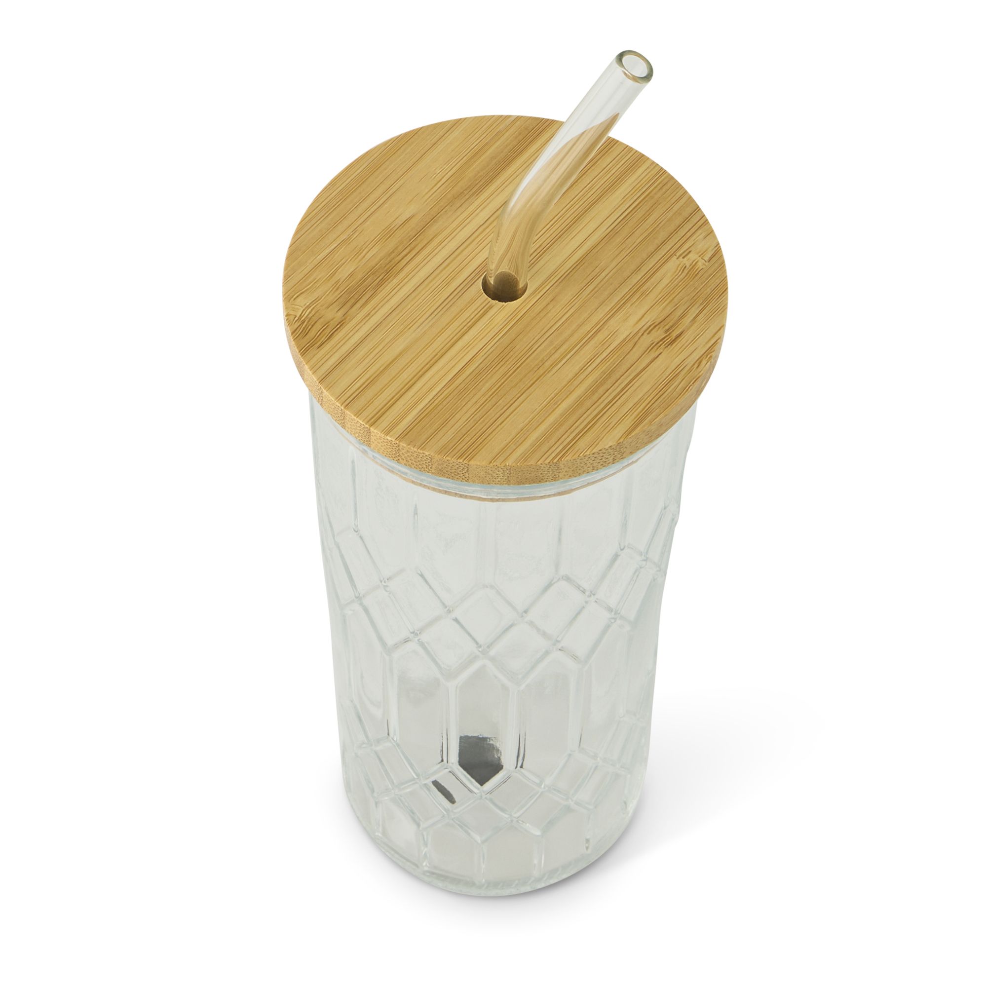 Manna Clear Glass 520ml Tumbler with Bamboo lid