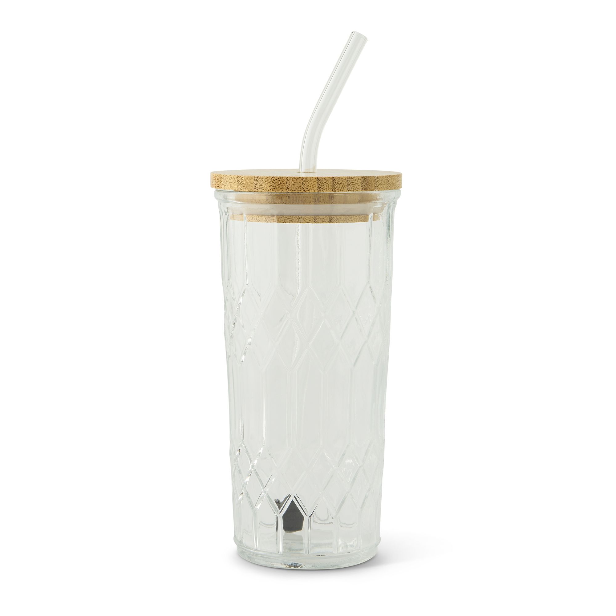 Manna Clear Glass 520ml Tumbler with Bamboo lid
