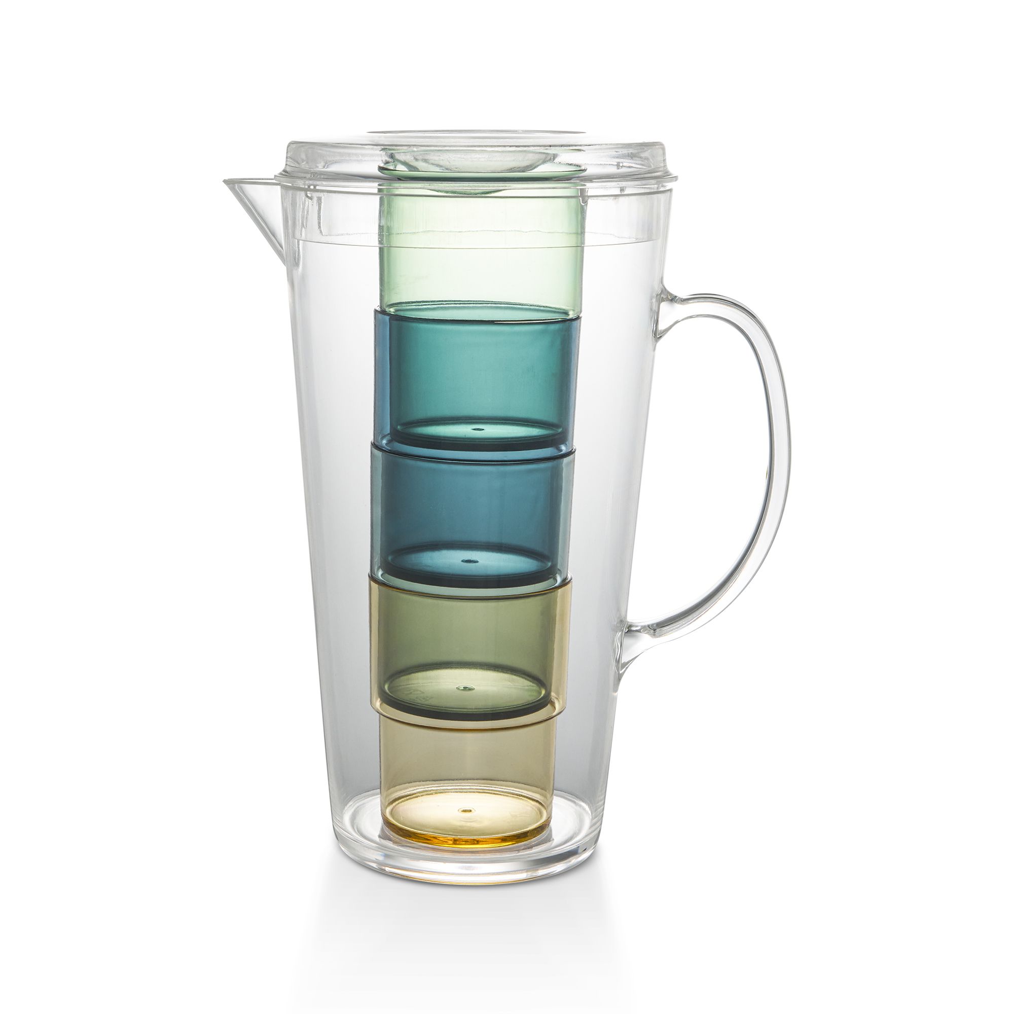 Manna Plastic Blue & green 5 piece Pitcher with nestled tumblers Drinkware set