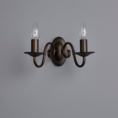 Manning Curled Bronze effect Double Wall light