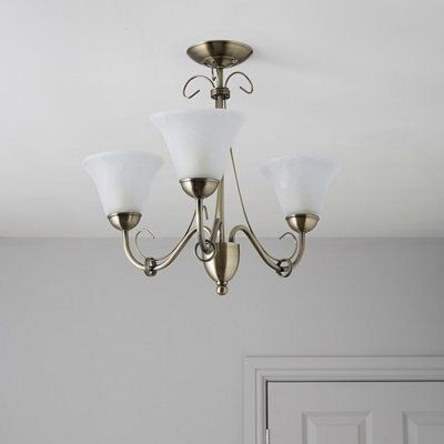 Manor Brushed Glass & metal Gold effect 3 Lamp Ceiling light