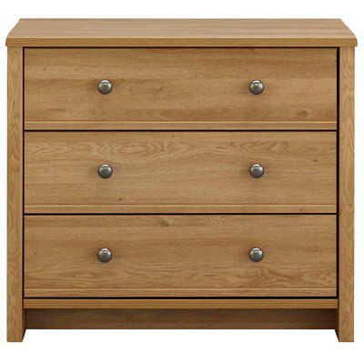 Manor Matt oak effect 3 Drawer Chest of drawers (H)744mm (W)858mm (D)450mm
