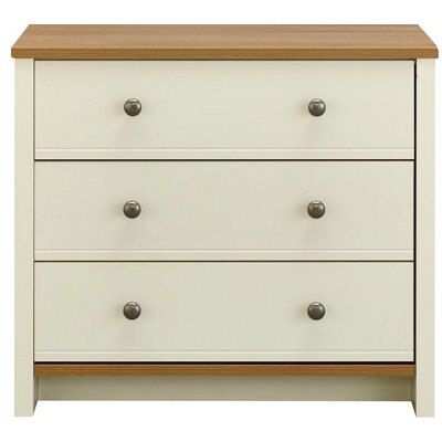 Manor Matt vanilla oak effect 3 Drawer Chest of drawers (H)744mm (W)858mm (D)450mm