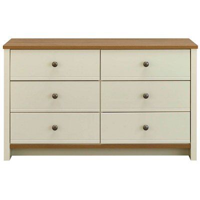 Manor Matt vanilla oak effect 6 Drawer Chest of drawers (H)744mm (W)1258mm (D)450mm