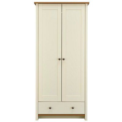 Manor Vanilla oak effect 1 Drawer Double Wardrobe (H)1932mm (W)897mm (D)558mm