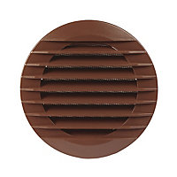Manrose Brown Round Applications requiring low extraction rates Fixed louvre vent & Fly screen V41020B, (Dia)100mm