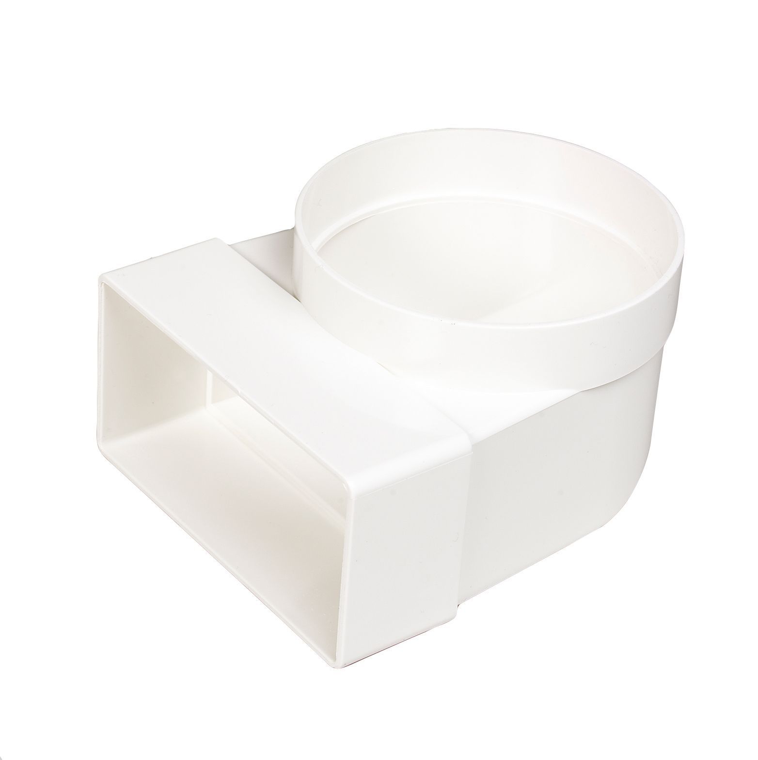 Manrose White 90° Flat to round ducting adaptor (Dia)100mm (W)110mm