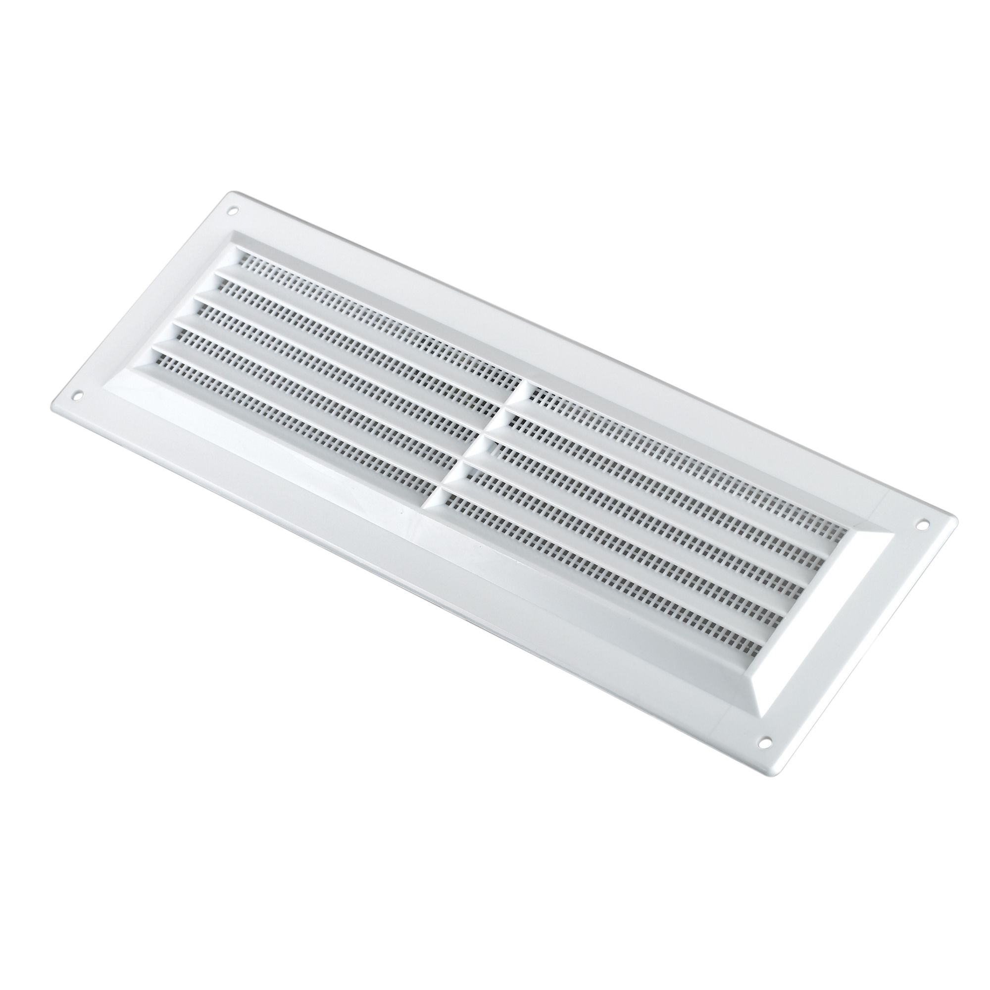 Manrose White Rectangular Applications requiring low extraction rates Fixed louvre vent & Fly screen V1830FS, (H)76mm (W)229mm