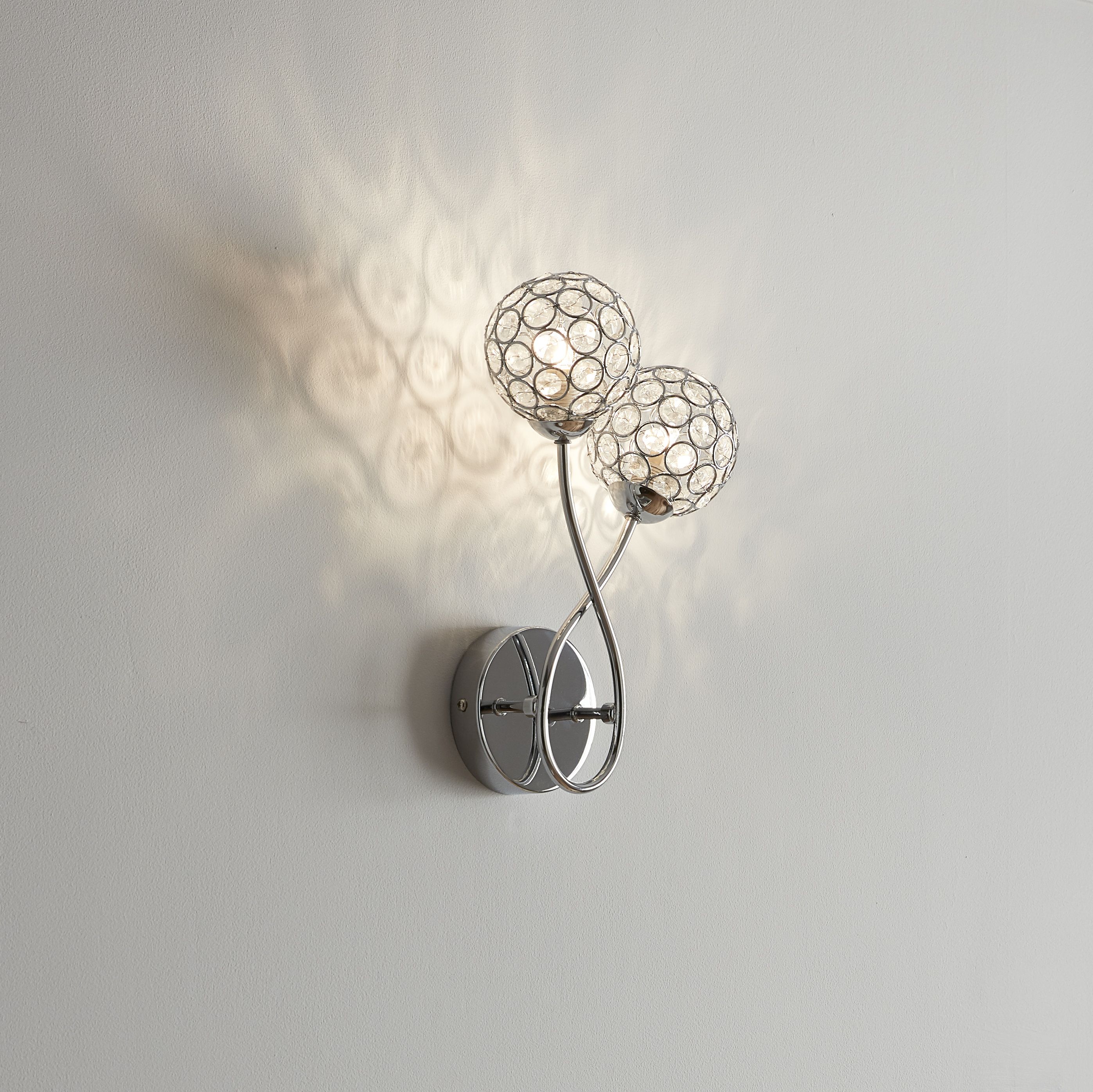Mantus Contemporary Chrome effect Double Wired Wall light