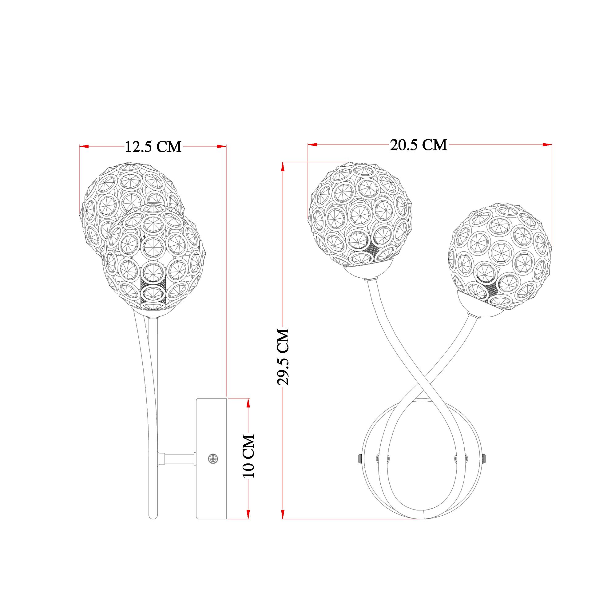 Mantus Contemporary Chrome effect Double Wired Wall light