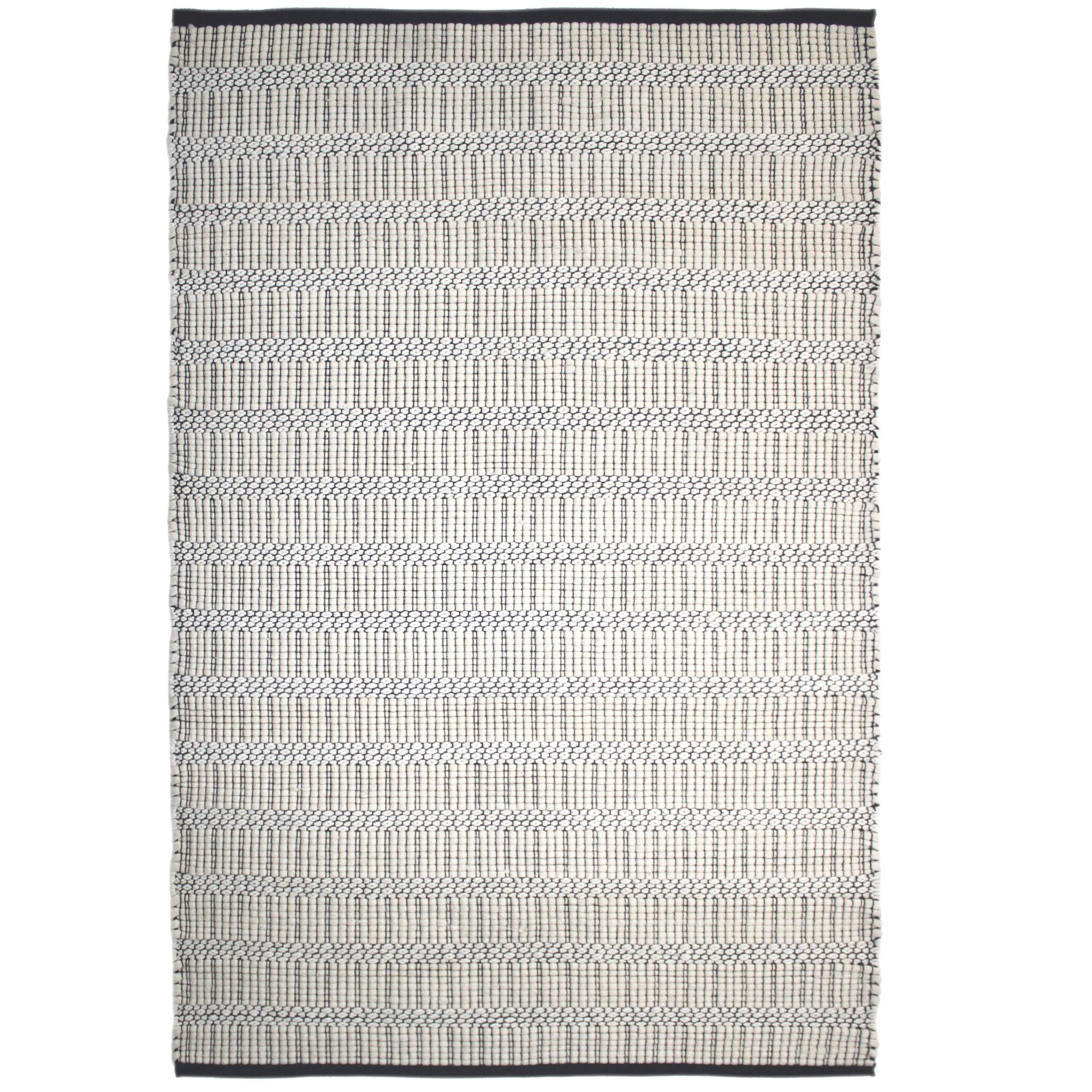 Manzi White & black Striped Medium Rug, (L)170cm x (W)120cm