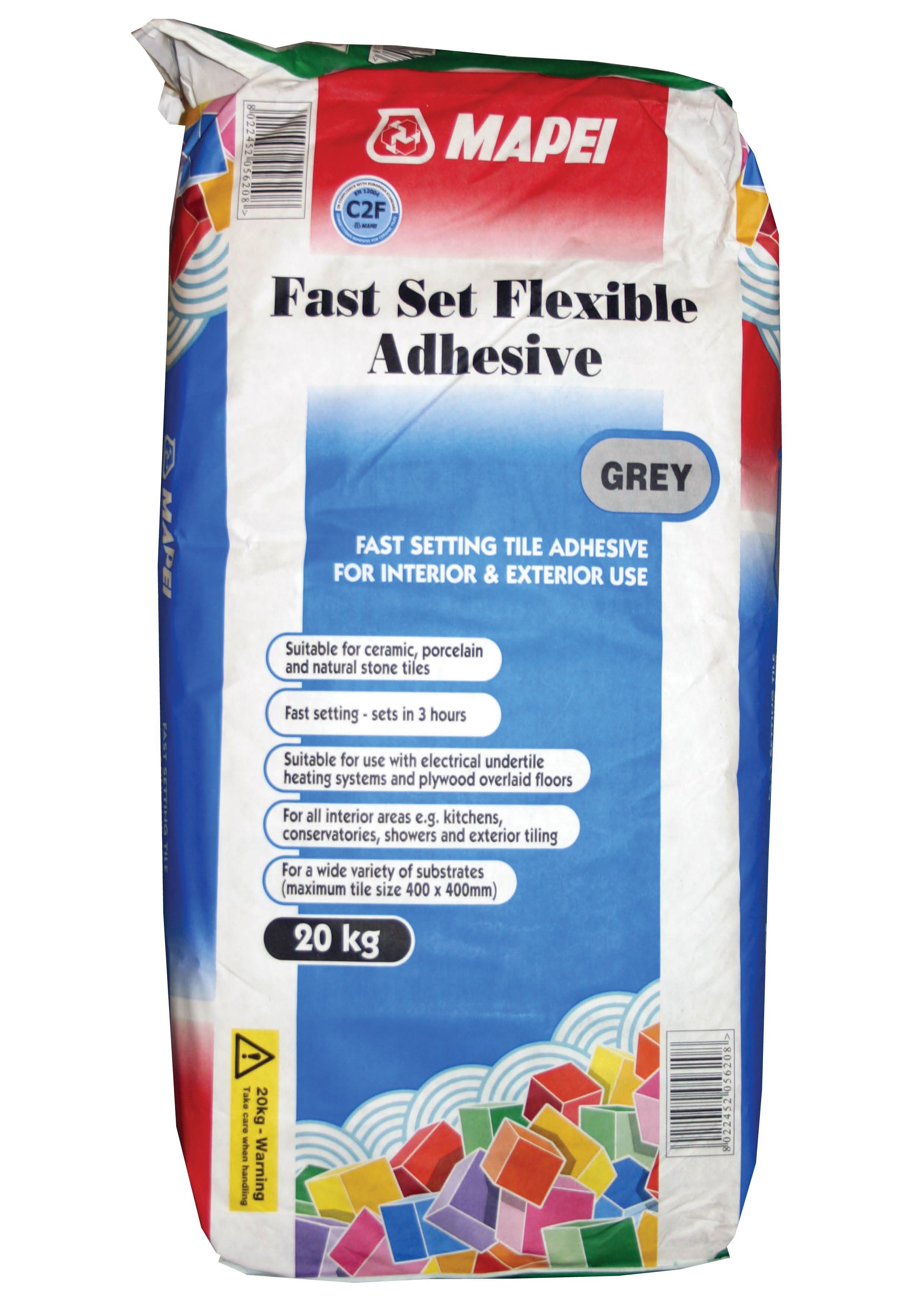 Mapei Fast set flexible Grey Tile Adhesive, 20kg