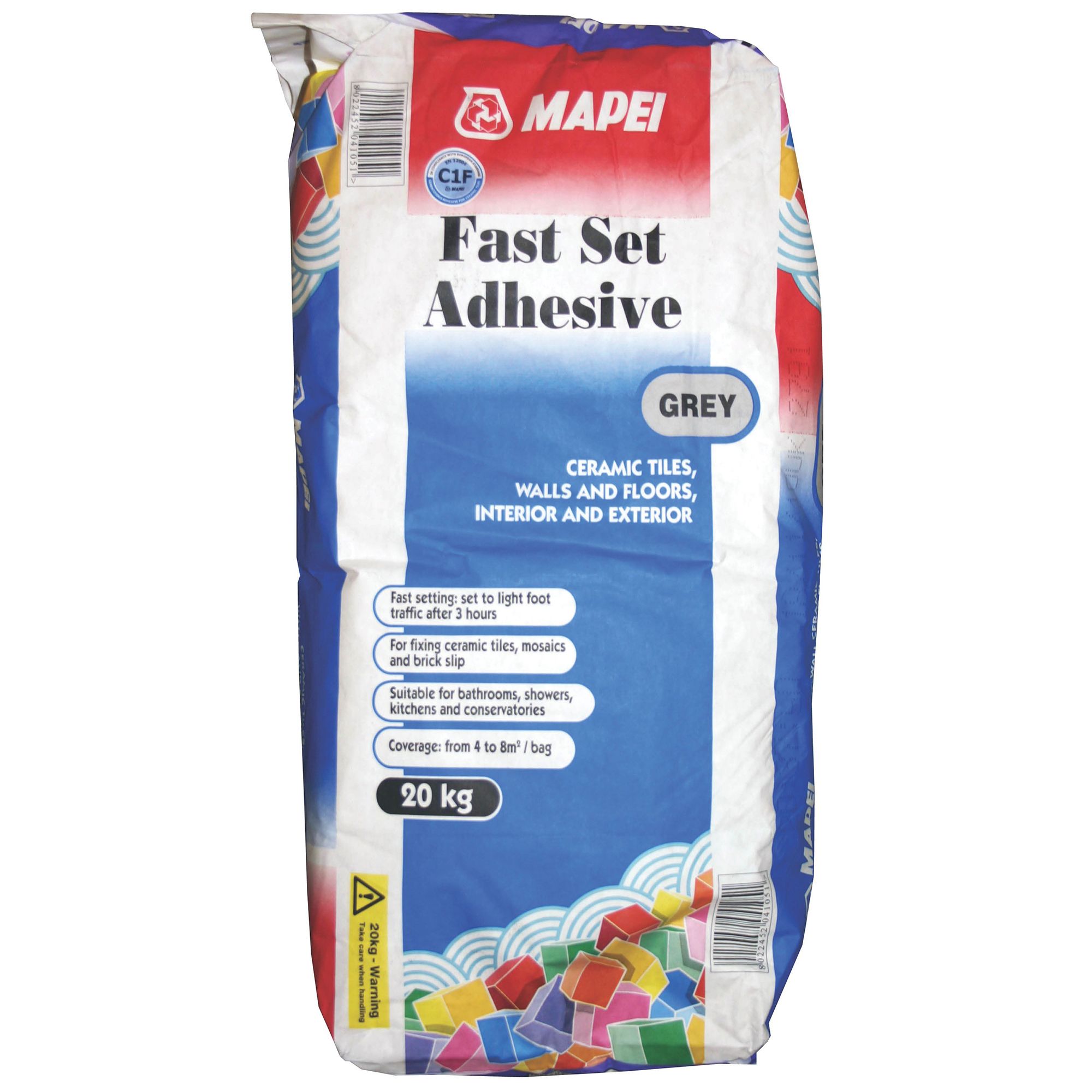 Image of Mapei Fast set Grey Tile Adhesive, 20kg